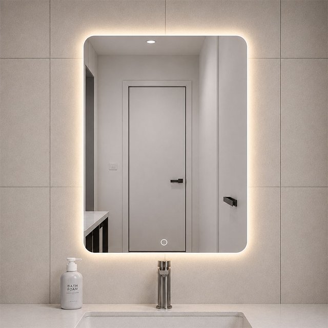시원 LED 사각 라운드 거울